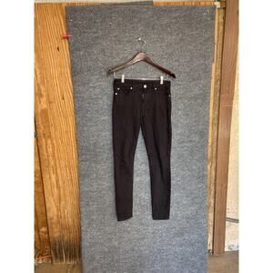 True Religion Jeans Womens 27 Black Halle Mid Rise Super Skinny Stretch Denim